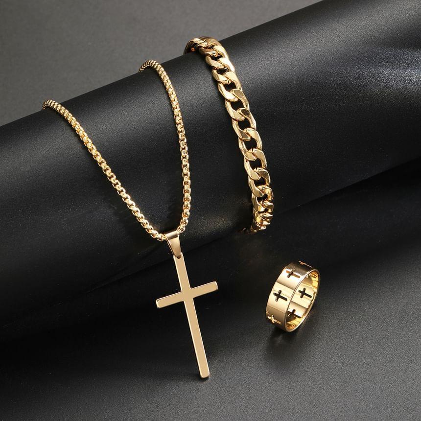 Cross Pendant Alloy Necklace / Bracelet / Ring / Set (Various Designs) Product Image