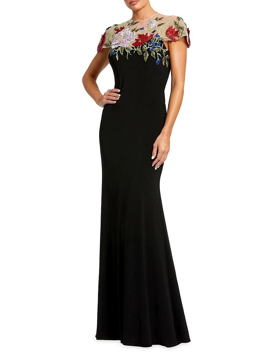 Womens Floral-Embroidered Jersey Gown Product Image