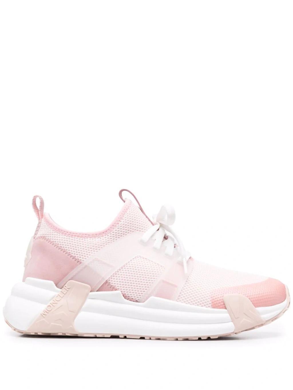 MONCLER Woman White And Pink Lunarove Sneakers Product Image