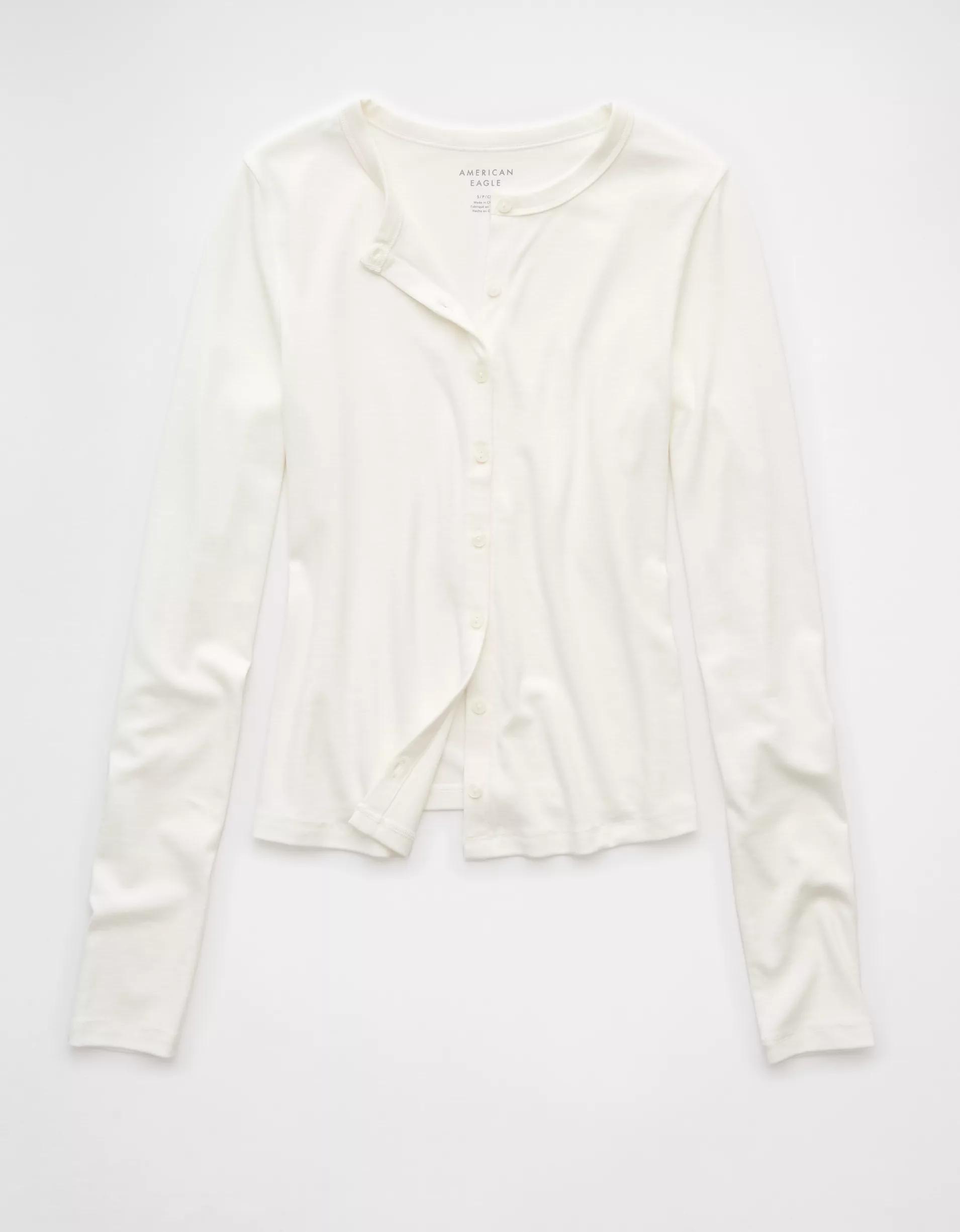 AE Long-Sleeve Button-Up T-Shirt Product Image