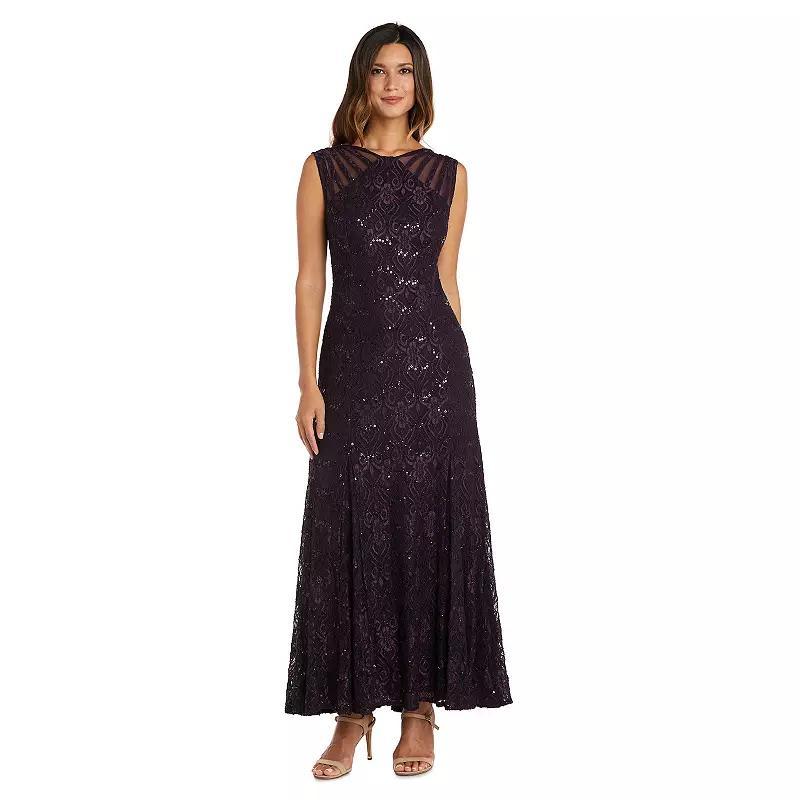 R  M Richards Petite Size Sleeveless Lace Round Neck Fit and Flare Dress Product Image