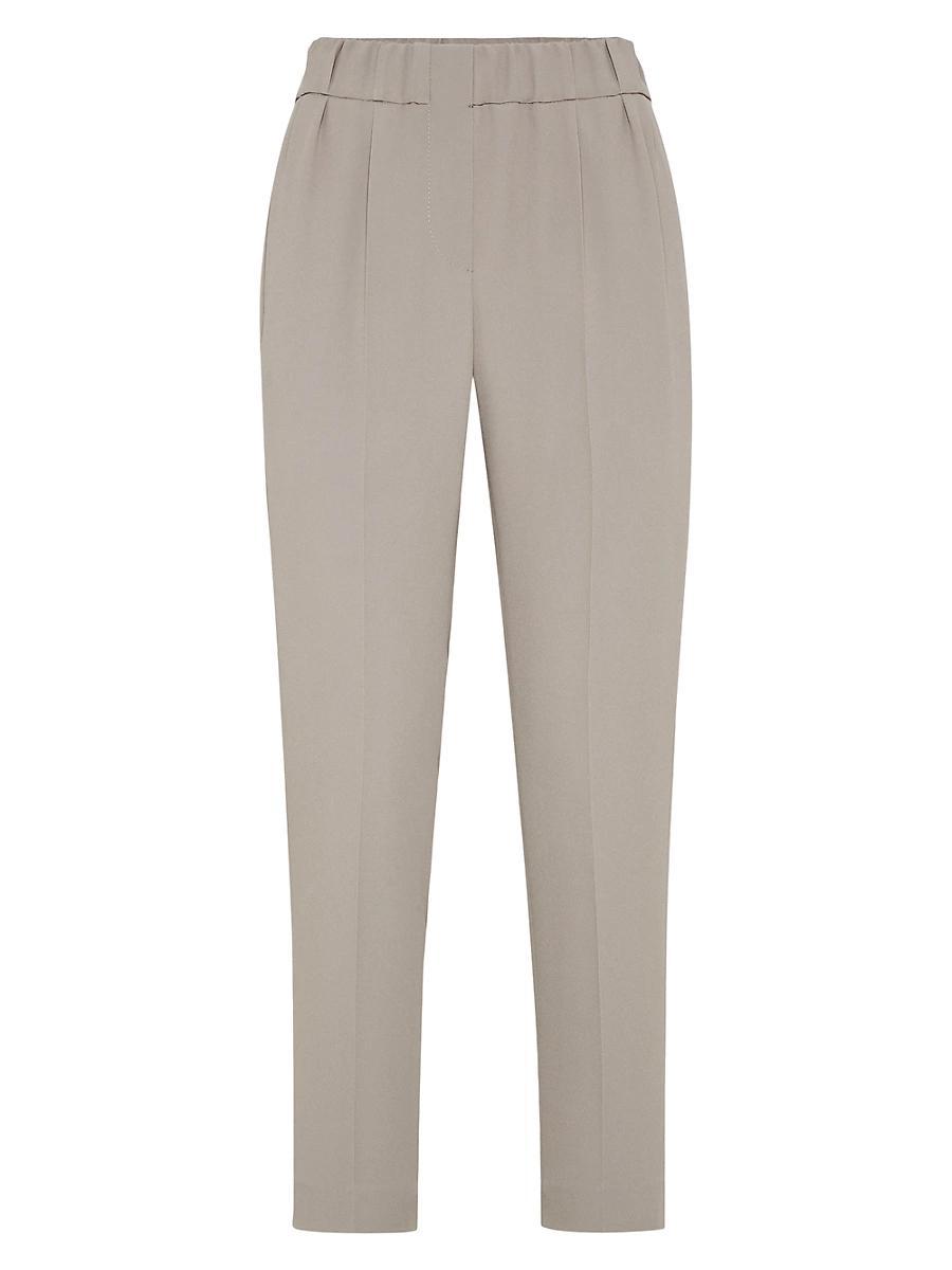 Womens Silk and Acetate Crpe Cady Tailored Jogger Trousers Product Image