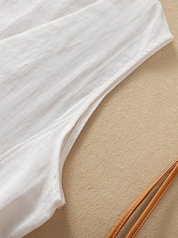 Loose Sleeveless Buttoned Solid Color V-Neck Vest Top Product Image