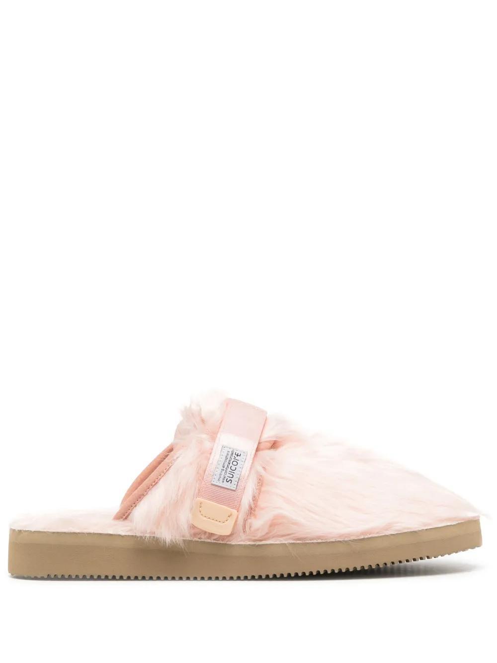 SUICOKE Zavo-2eu Faux-fur Slippers In Pink Product Image