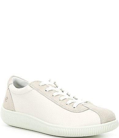 ECCO Womens Soft Zero Leather Lace Up Sneakers Product Image