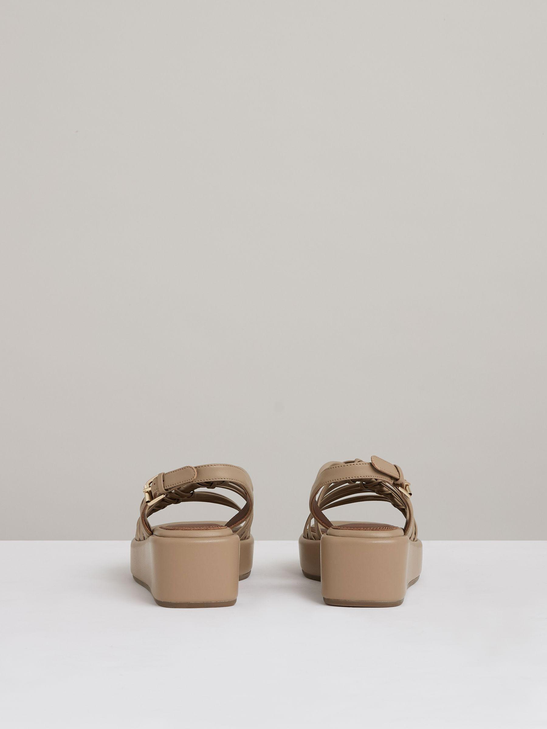 Leather Knot Strappy Platform Sandals in Beige Product Image