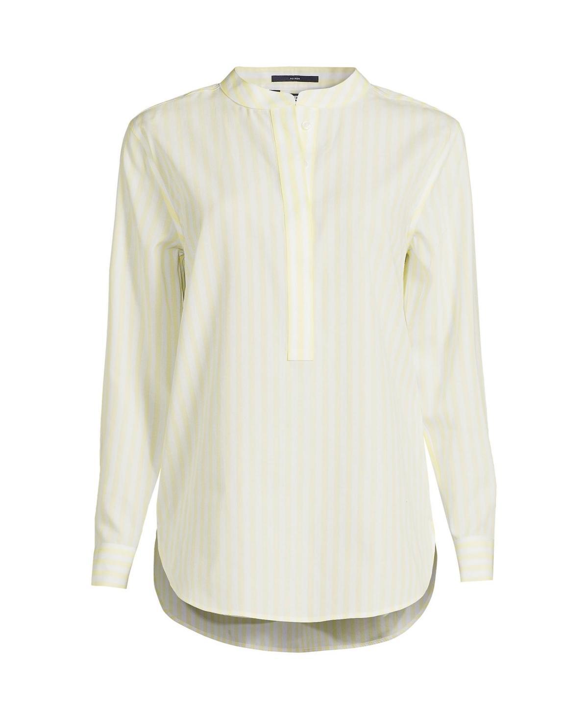 Women's Lands' End No Iron Long Sleeve Banded Collar Popover Shirt, Size: Large, White Product Image