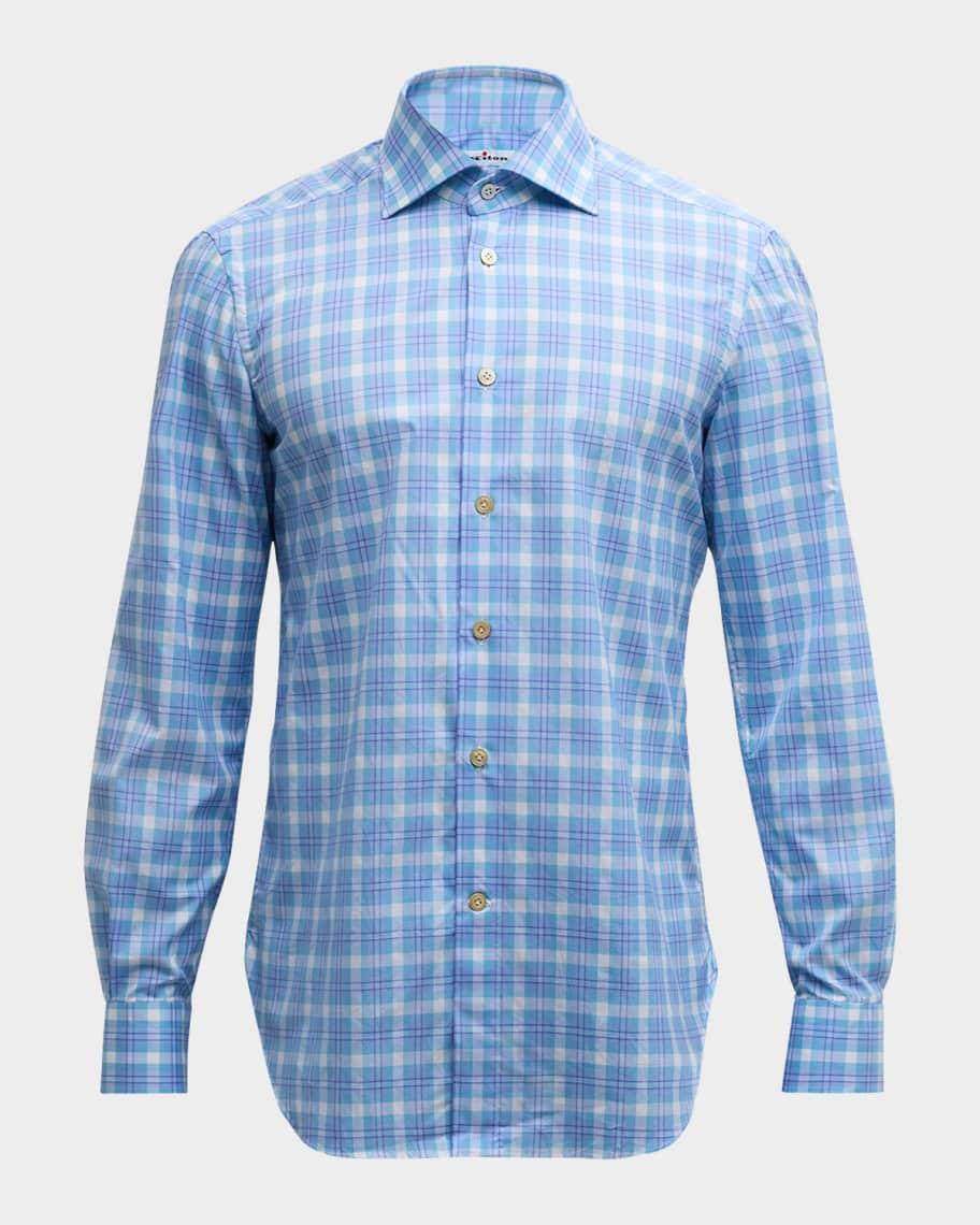 Mens Cotton Plaid Sport Shirt Product Image