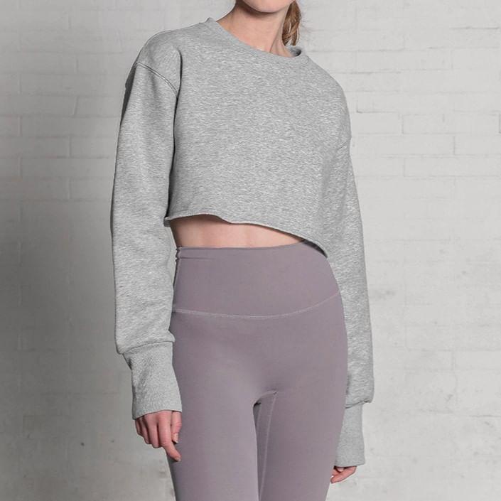 Long Sleeve Plain Crop Sweatshirt Product Image