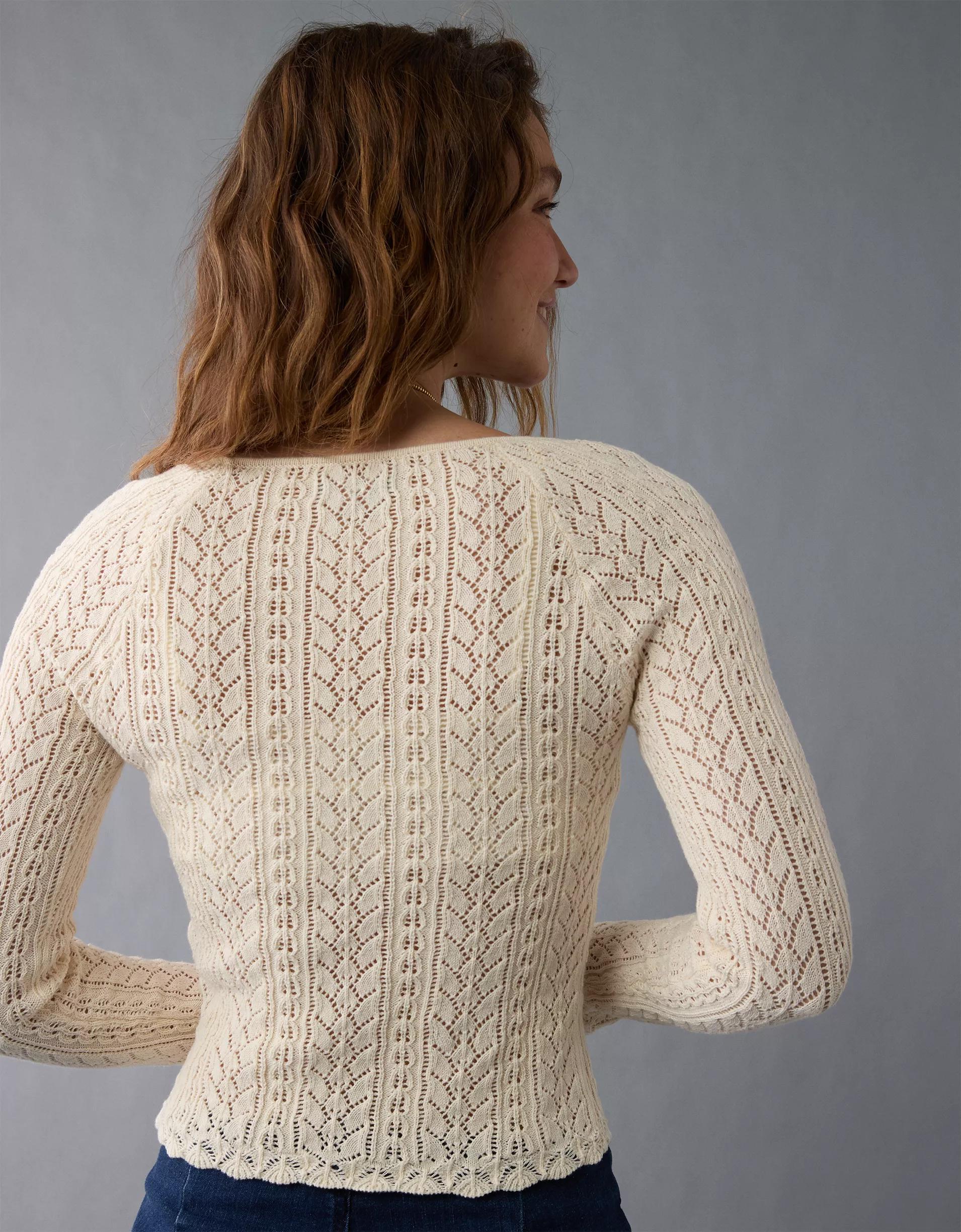 AE Square Neck Open Knit Sweater Product Image