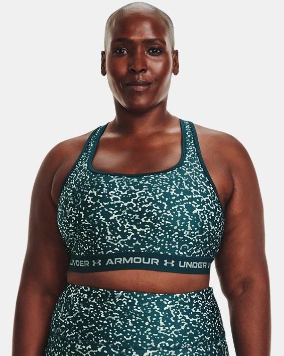 Plus Size Under Armour Crossback Mid Print Bra, Women's, Size: 1XL, Black Black Product Image