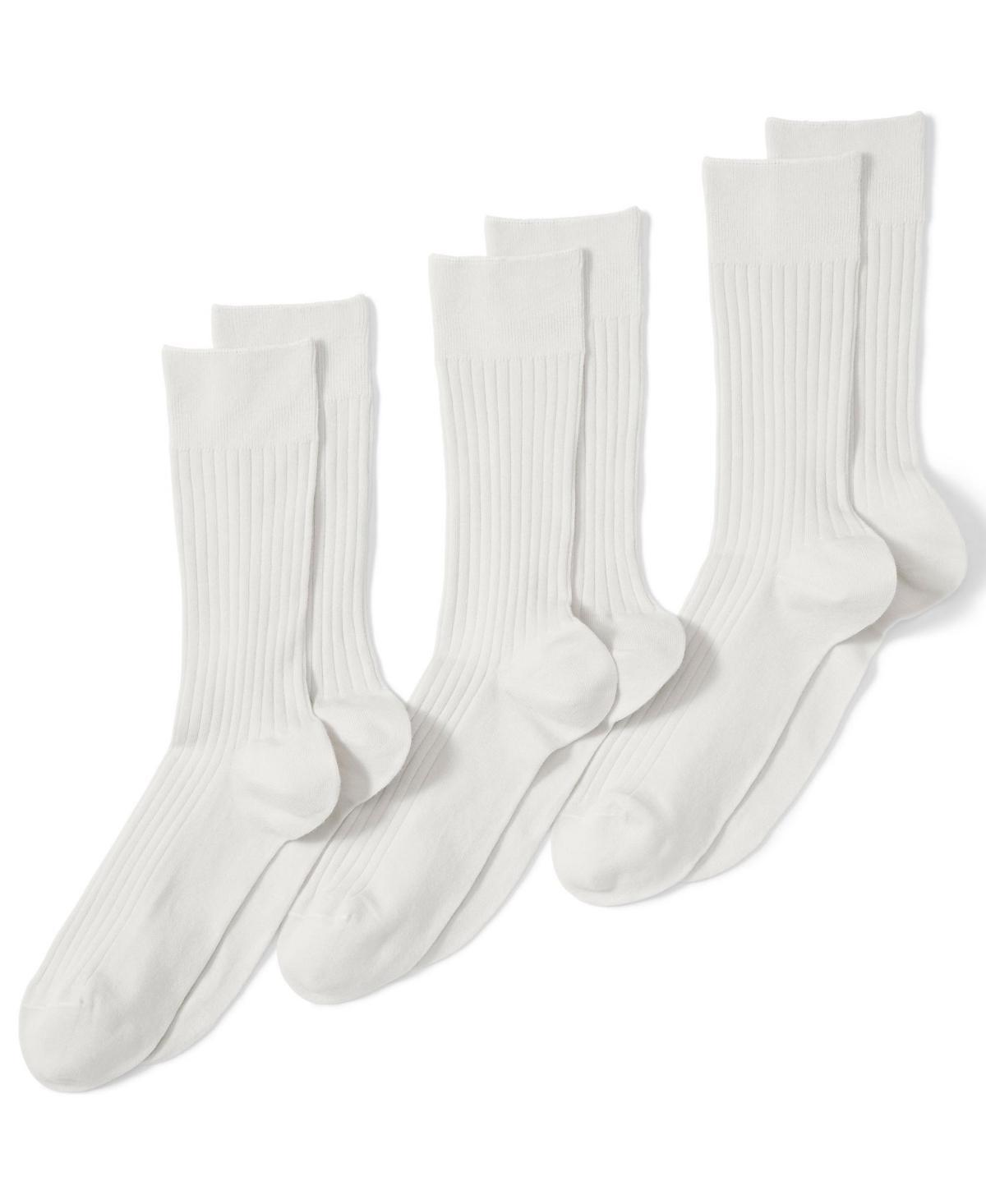 Mens Lands End Seamless-Toe Cotton 3-Pack Dress Socks Pewter Grey Product Image