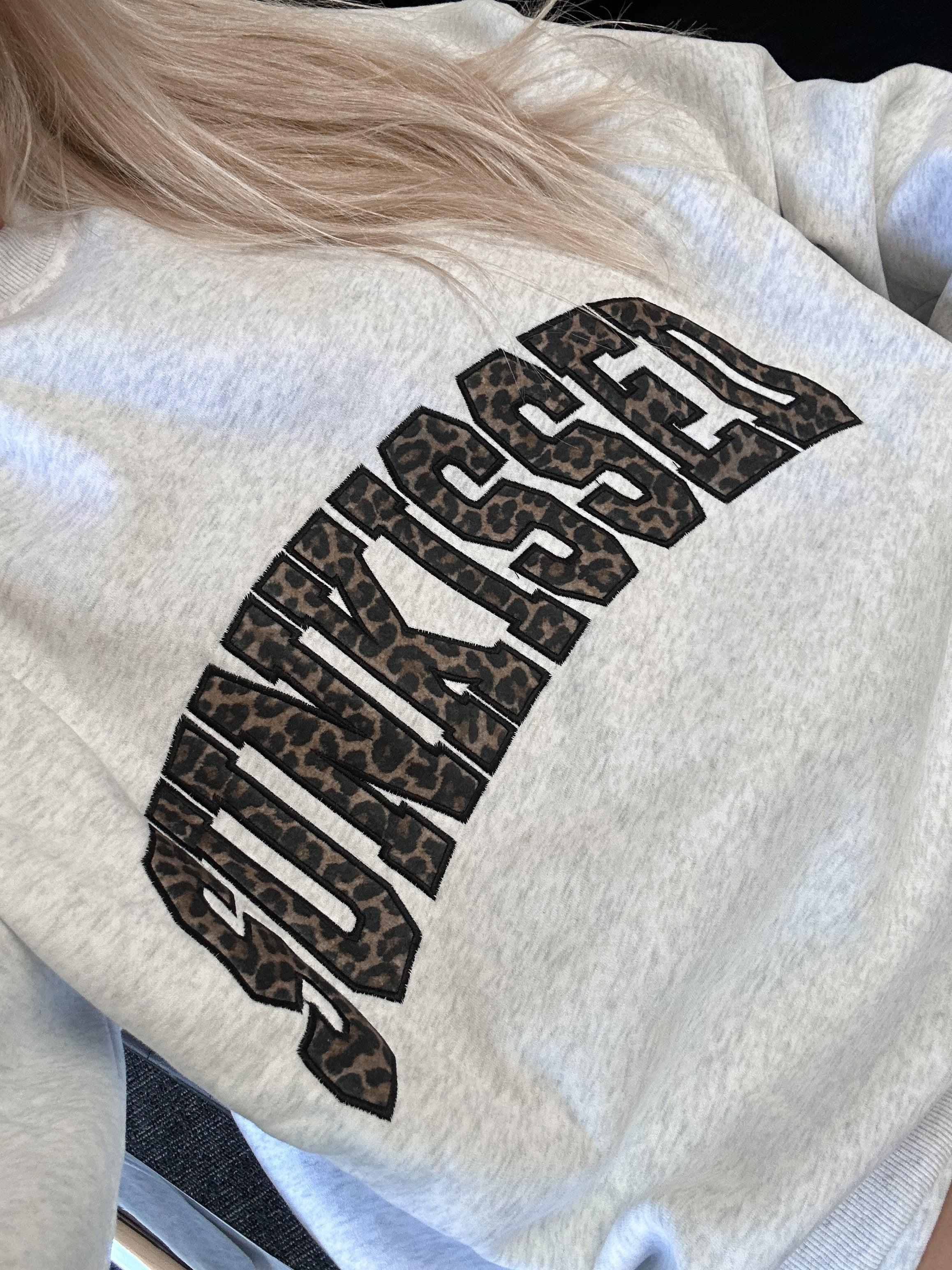 Pearl Grey Sunkissed Leopard Print Embroider Sweatshirt Product Image