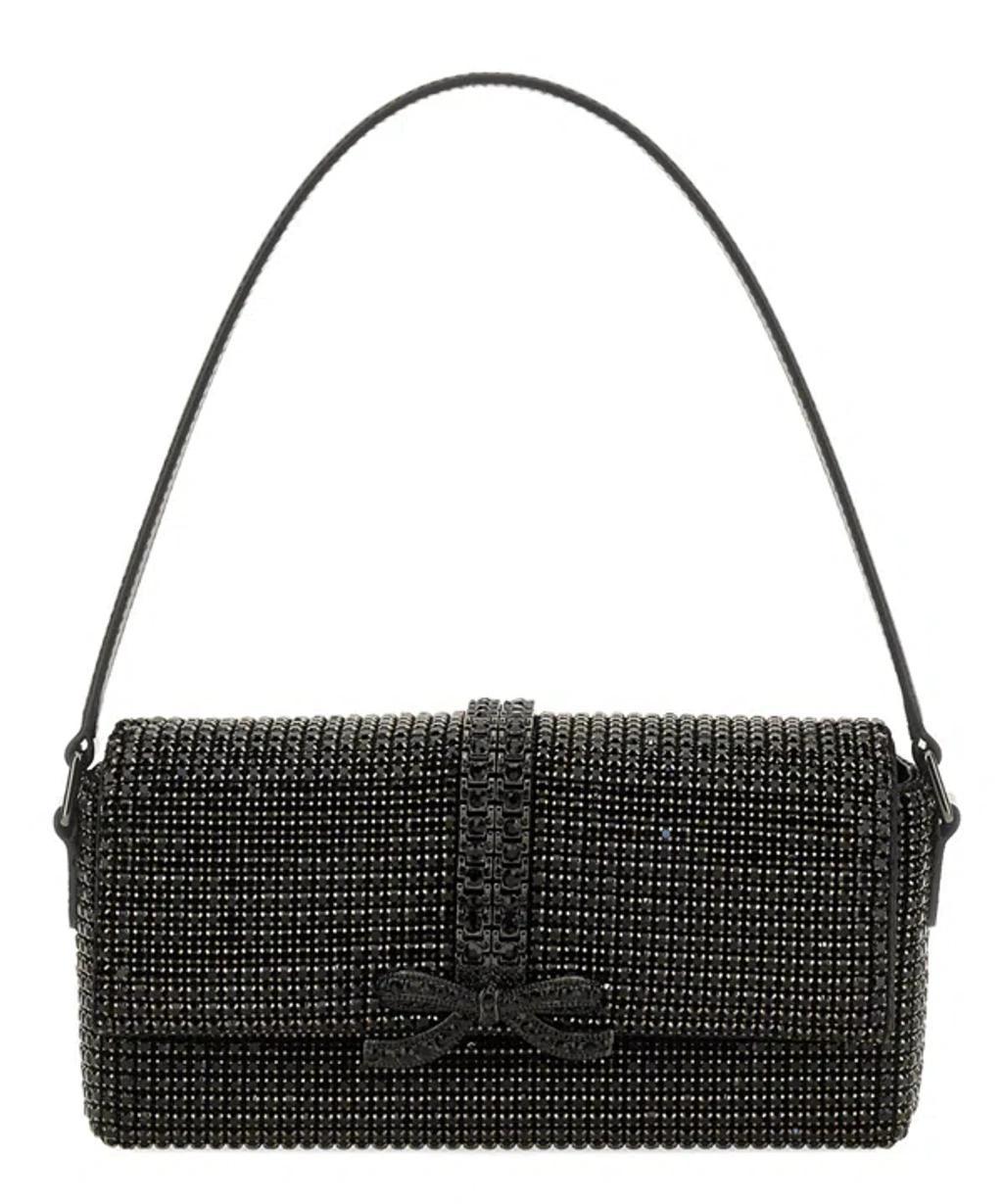 SELF-PORTRAIT Bow Crystal-embellished Top Handle Bag In Black Product Image