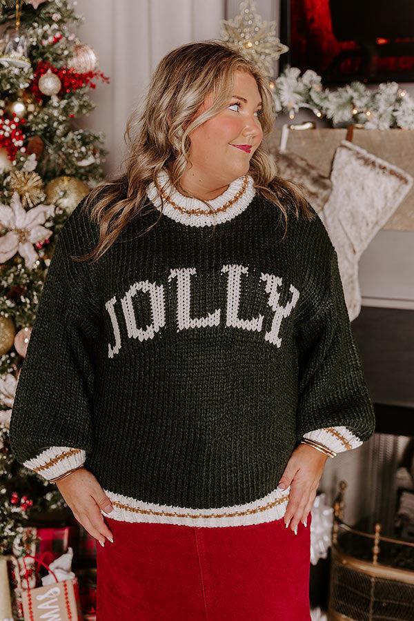 Holiday Vibes Knit Sweater in Jolly Hunter Green Curves Product Image