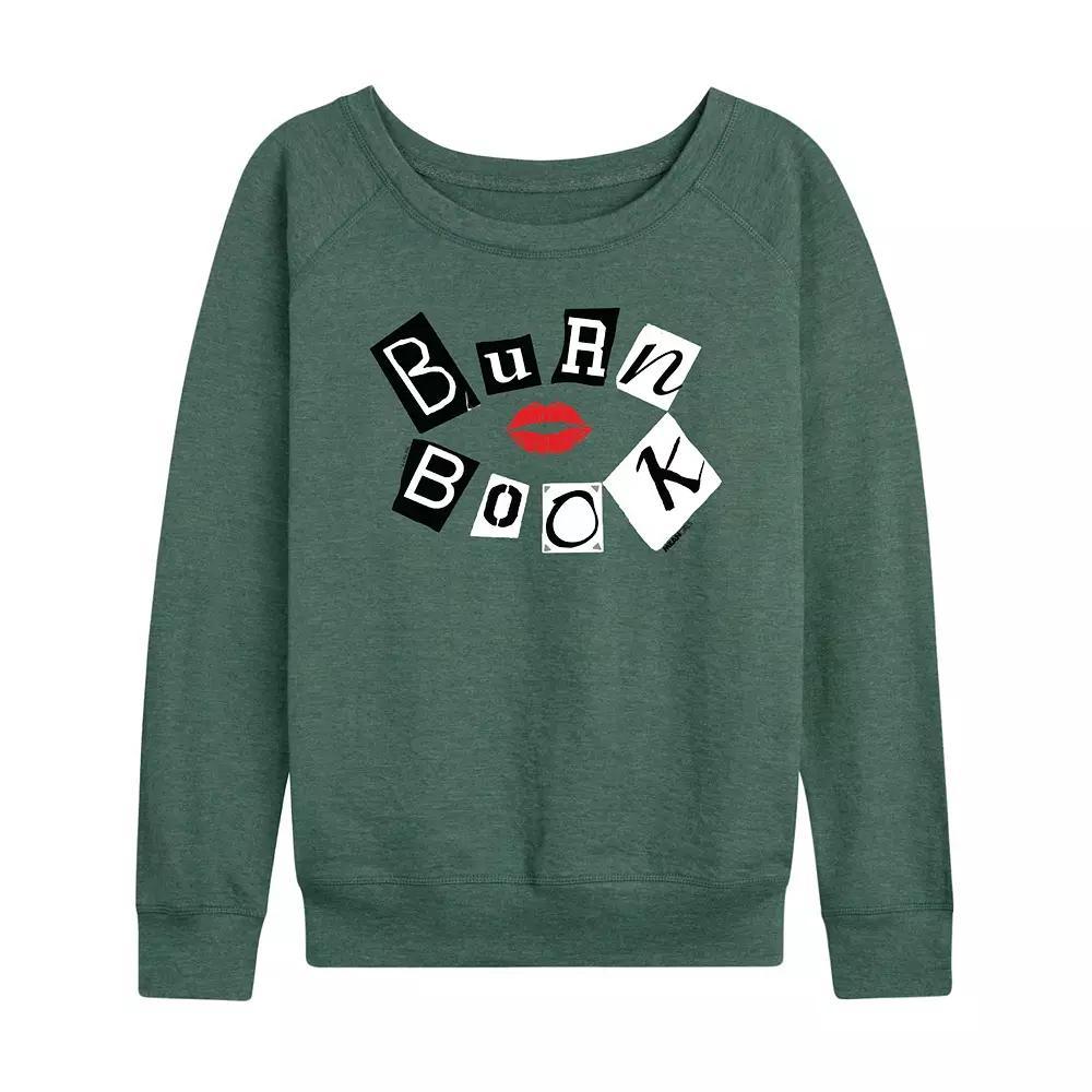 Women's Mean Girls Burn Book French Terry Long Sleeve Tee, Size: XL, Grey Green Product Image