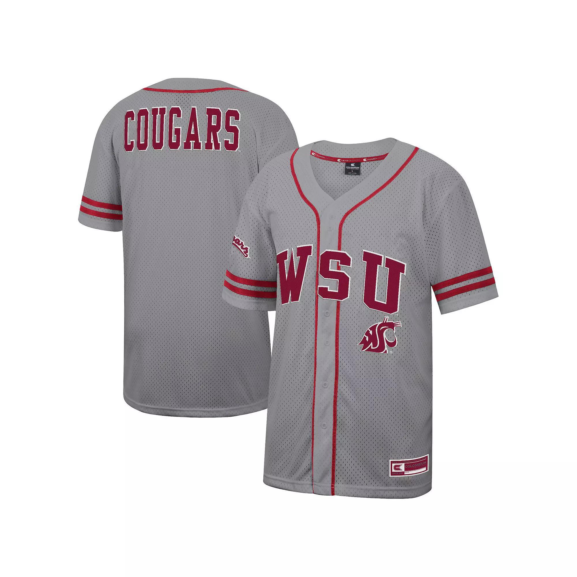 Men's Colosseum Gray Washington State Cougars Free Spirited Baseball Jersey, Size: XL, Wsc Grey Product Image