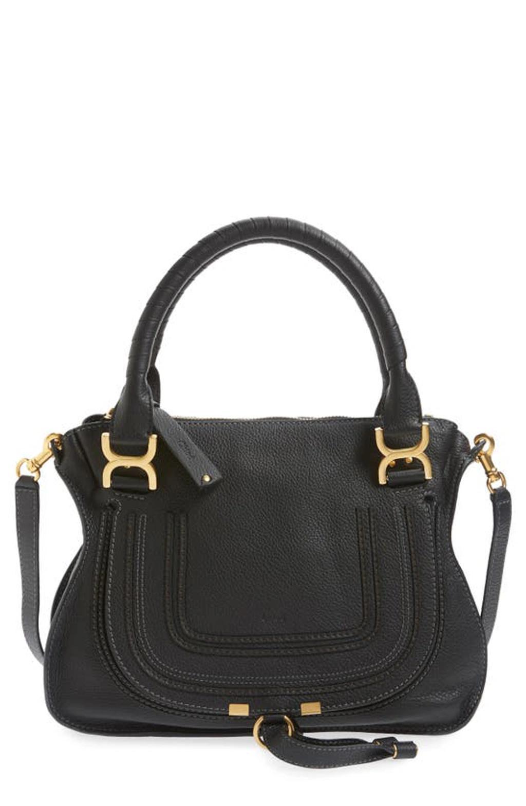 Marcie Medium Double Carry Satchel Bag in Grained Leather Product Image