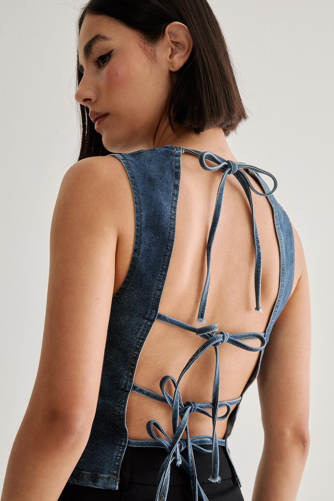 Denim Lace Back Top Product Image
