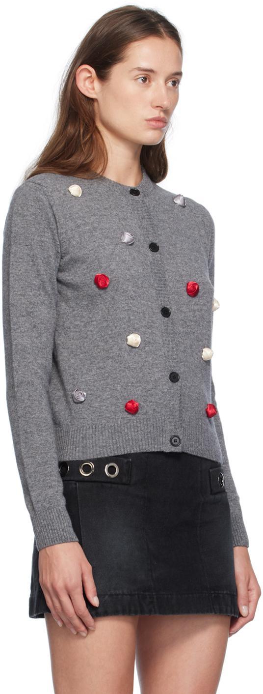 MSGM Rosebuds Embellished Cardigan In 98 Grey Product Image