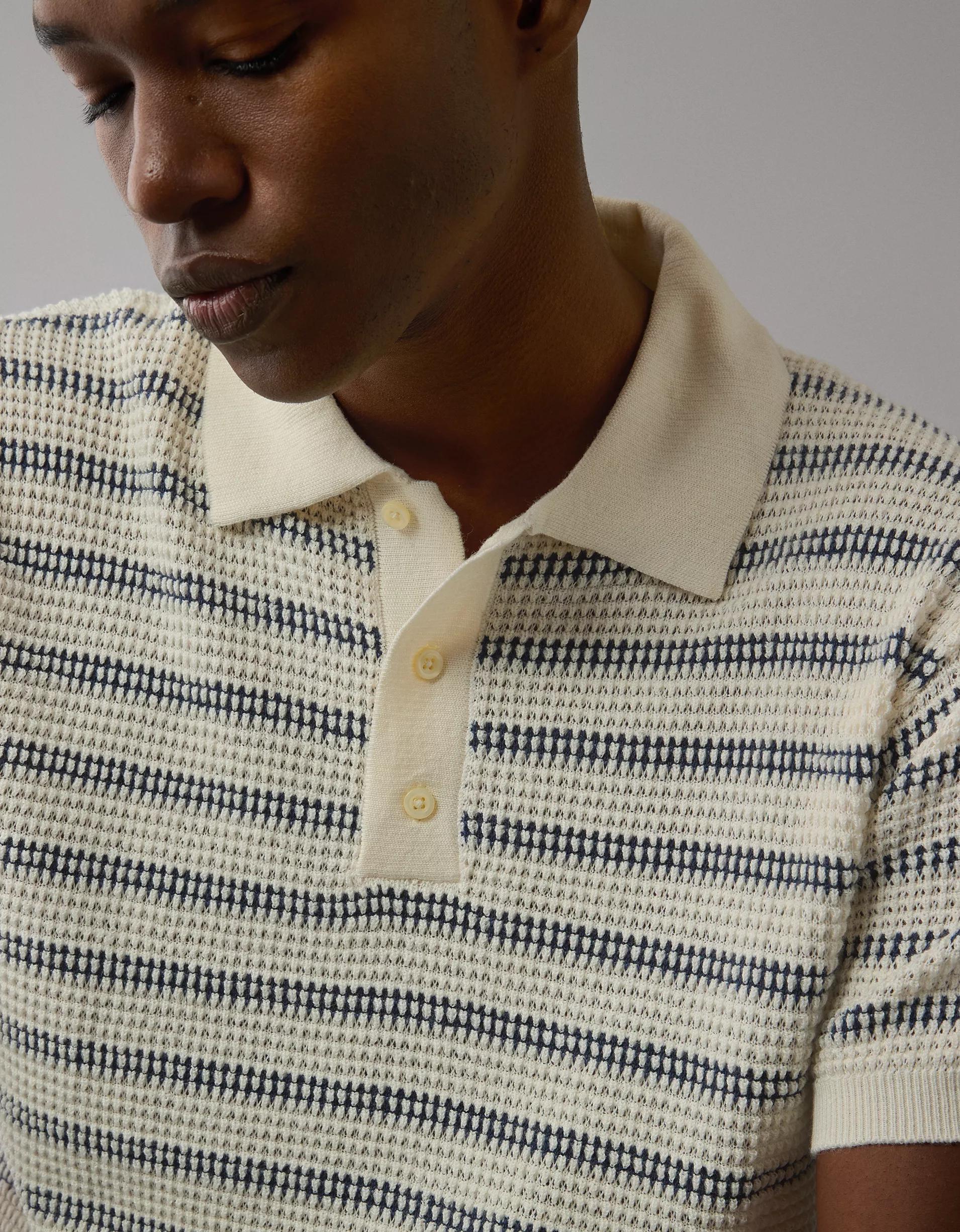 AE Weekend Striped Sweater Polo Shirt Product Image
