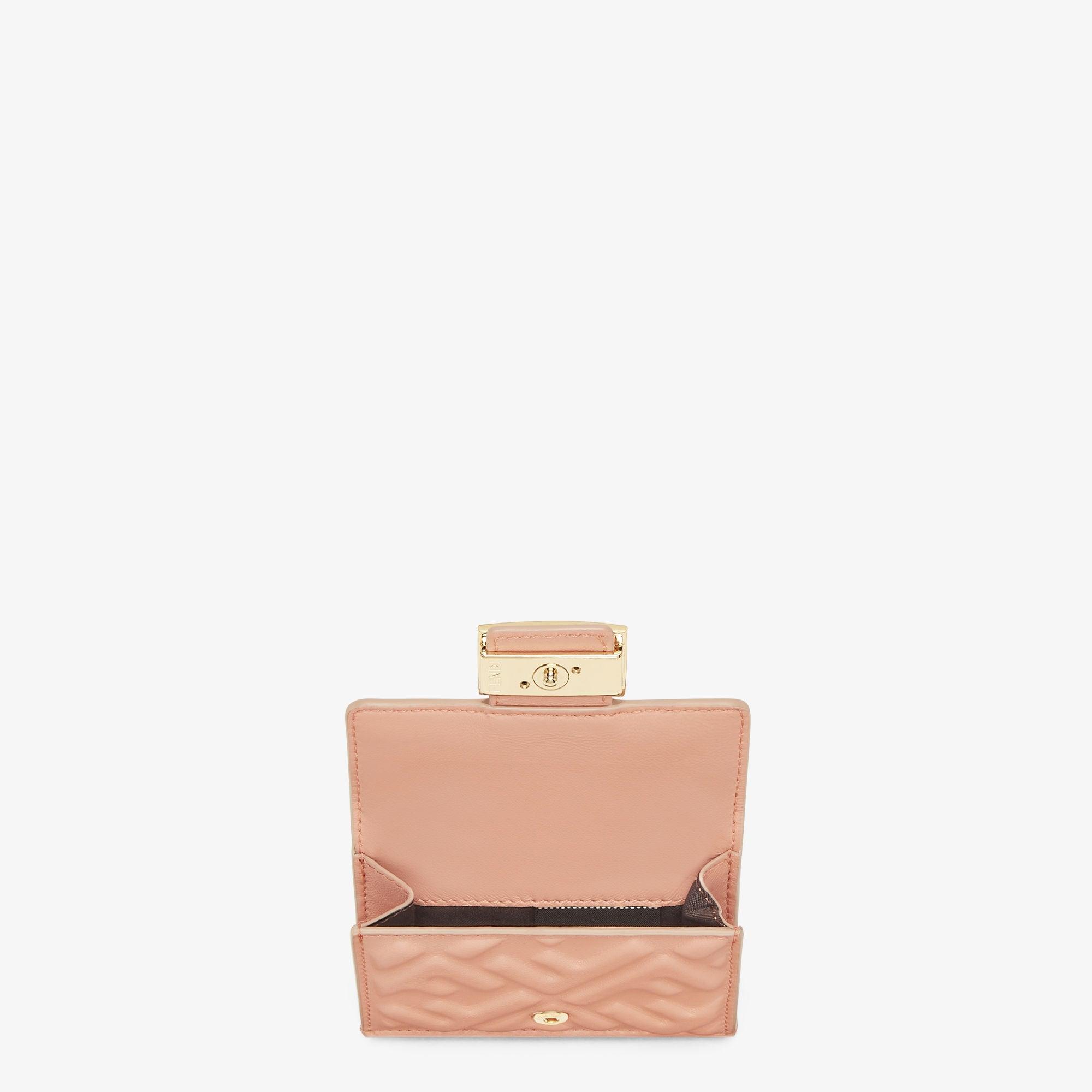 Baguette Micro TrifoldPink nappa leather wallet with FF motif Product Image