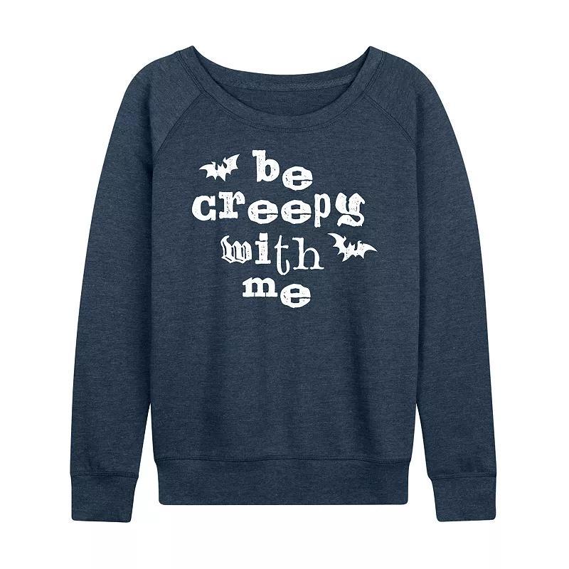 Women's Be Creepy With Me Bats French Terry Long Sleeve Tee, Size: Small, Grey Dark Red Product Image