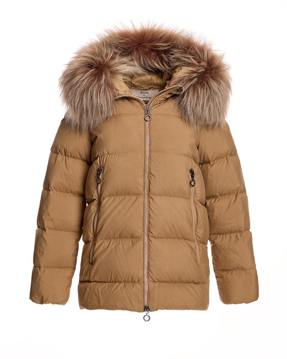 Polyester Jacket with Dyed Finn Raccoon Trimmed Hood Product Image