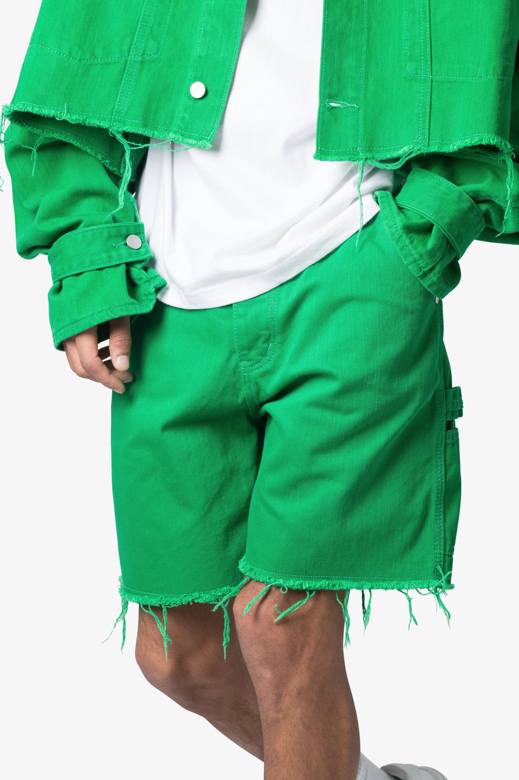 Frayed Denim Shorts - Green Product Image