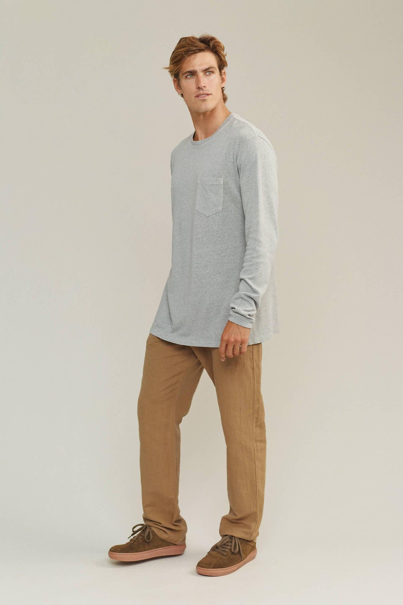 Heathered Baja Long Sleeve Pocket Tee Male Product Image