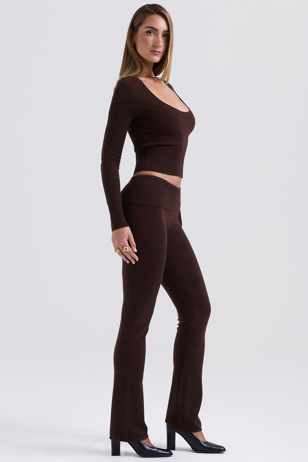 Ama  chocolate cashmere blend trousers - sale Product Image