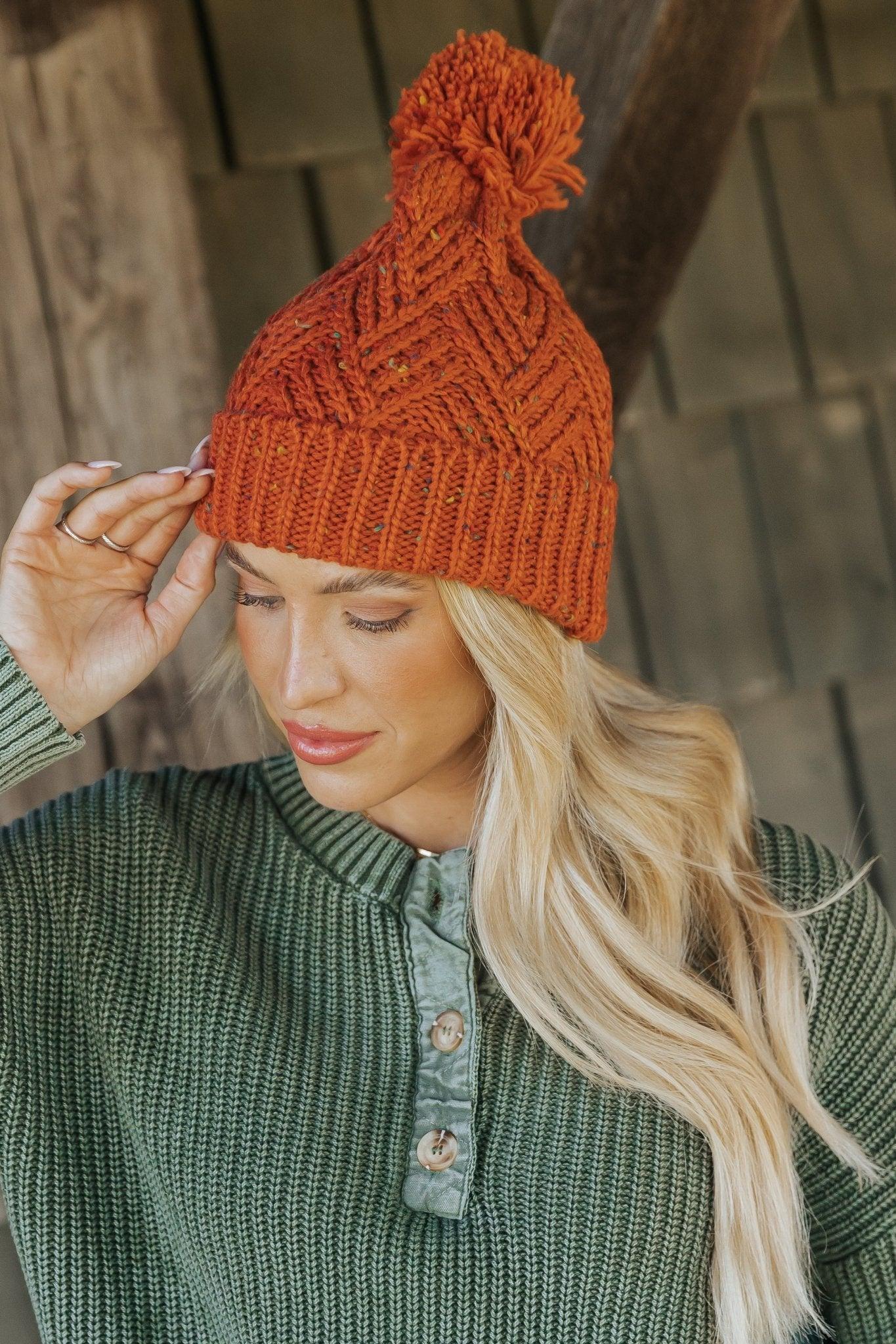 Orange Confetti Pom Pom Beanie - DOORBUSTER Product Image