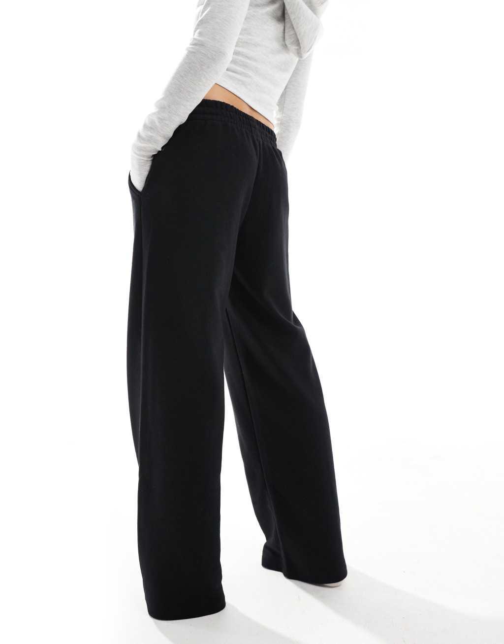 Bershka wide leg sweatpants in black Product Image