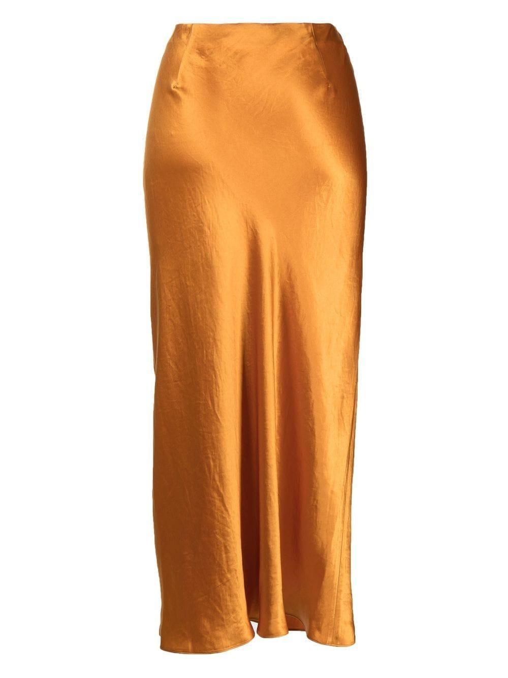 High-waisted Midi Skirt In Gold Product Image