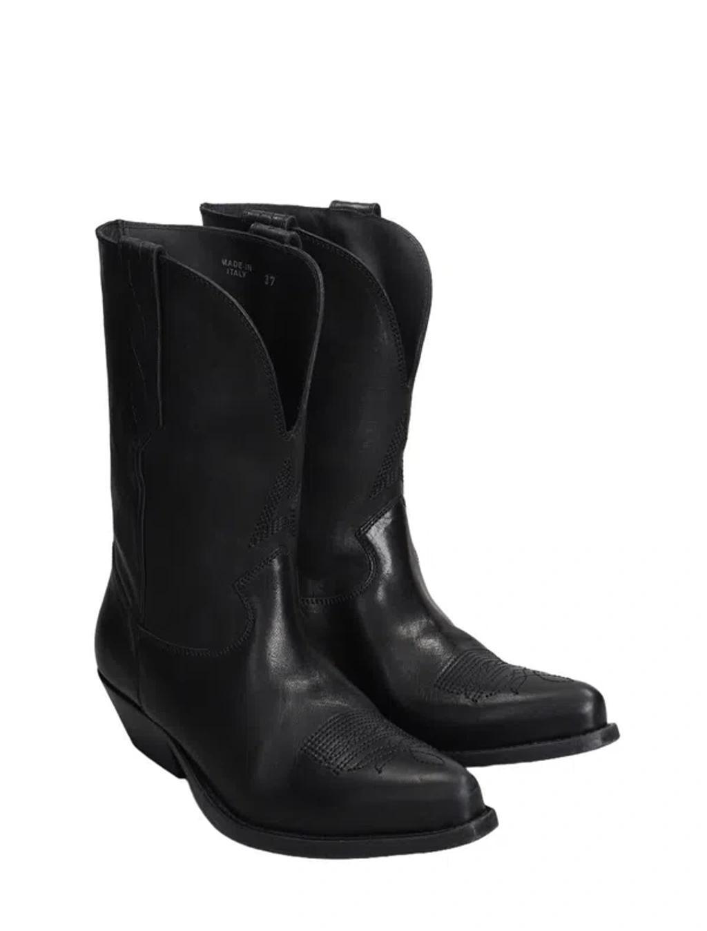 GOLDEN GOOSE Wish Star Texan Boots In Black Leather Product Image