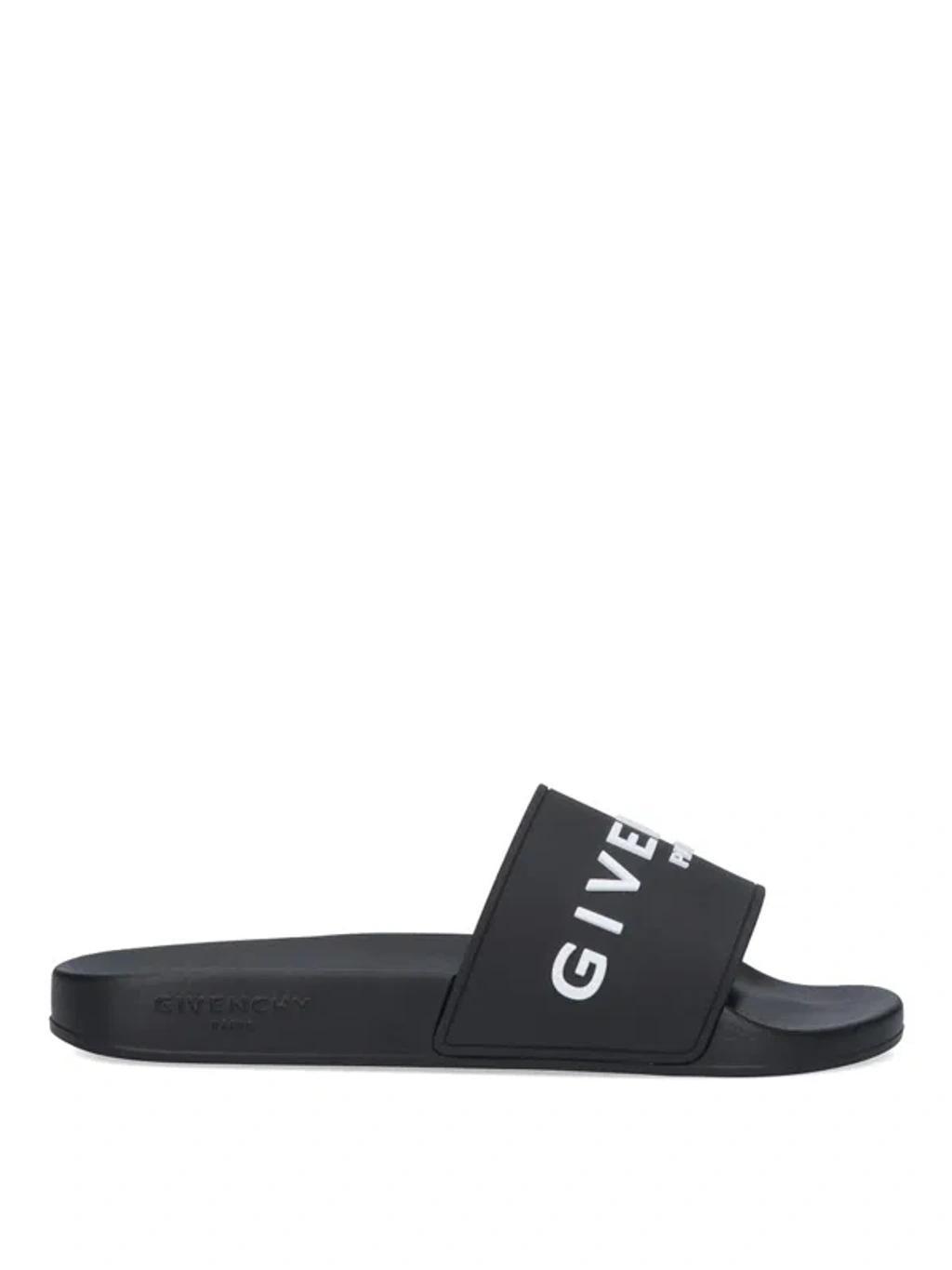 Black Logo-Print Pool Slides Product Image