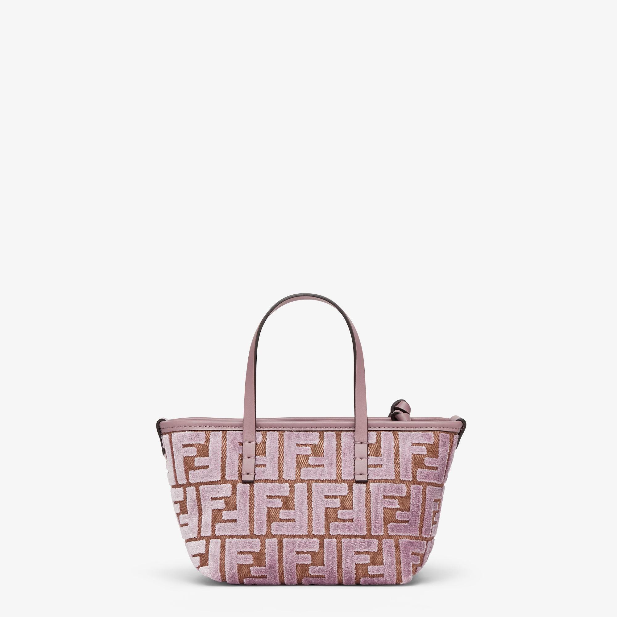 Roll MiniMauve pink FF jacquard velvet mini-bag Product Image