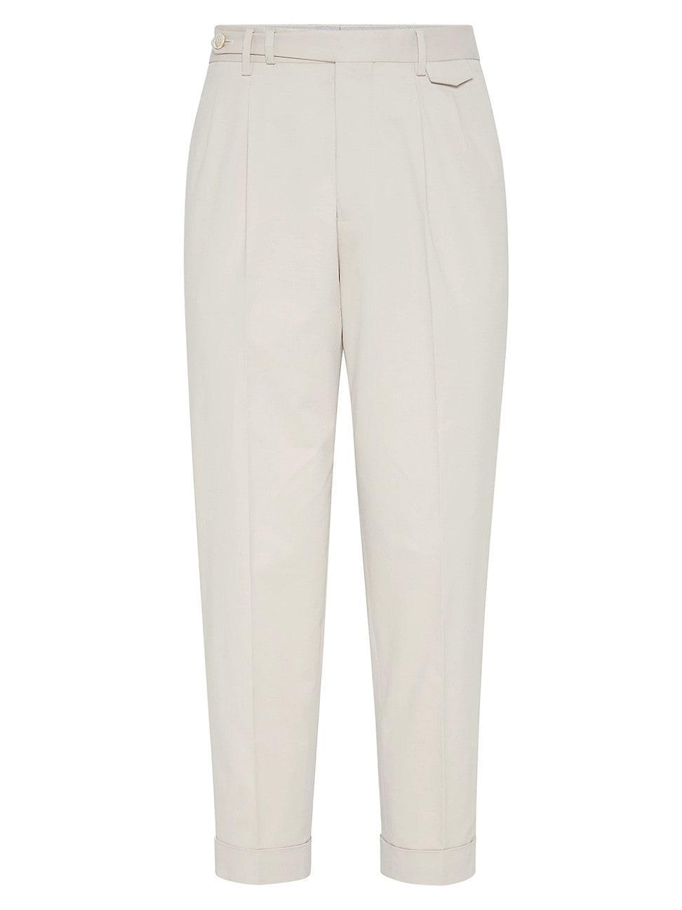 Mens Gabardine Leisure Fit Trousers with Double Pleats Product Image