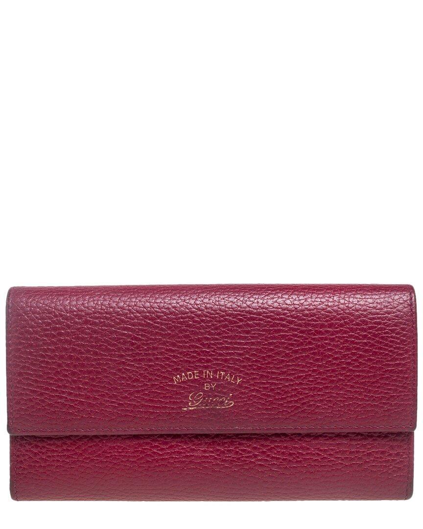 GUCCI Burgundy Leather Swing Continental Wallet (authentic ) In Pink Product Image