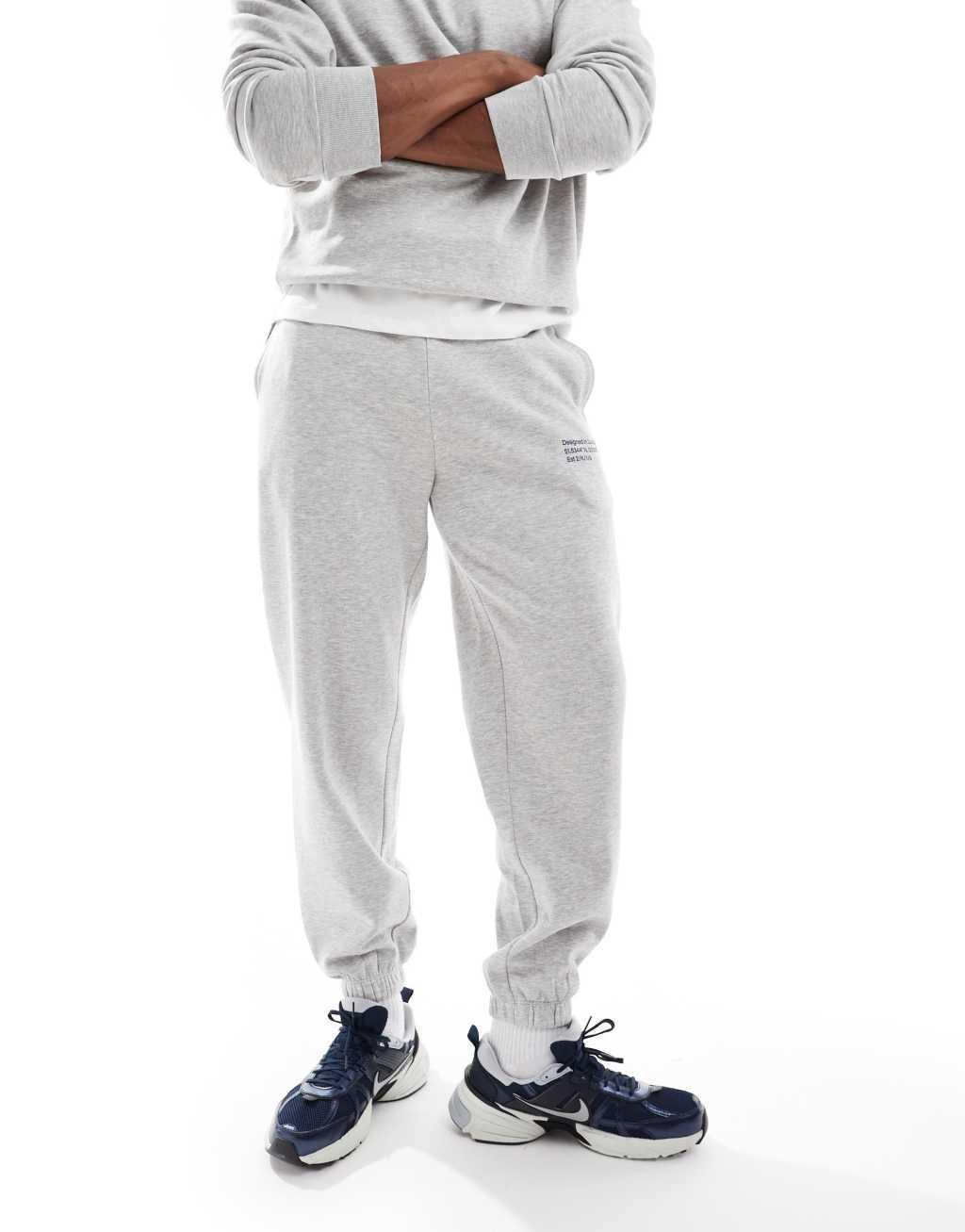 COLLUSION relaxed coordinate print skate sweatpants in gray heather - part of a set Product Image