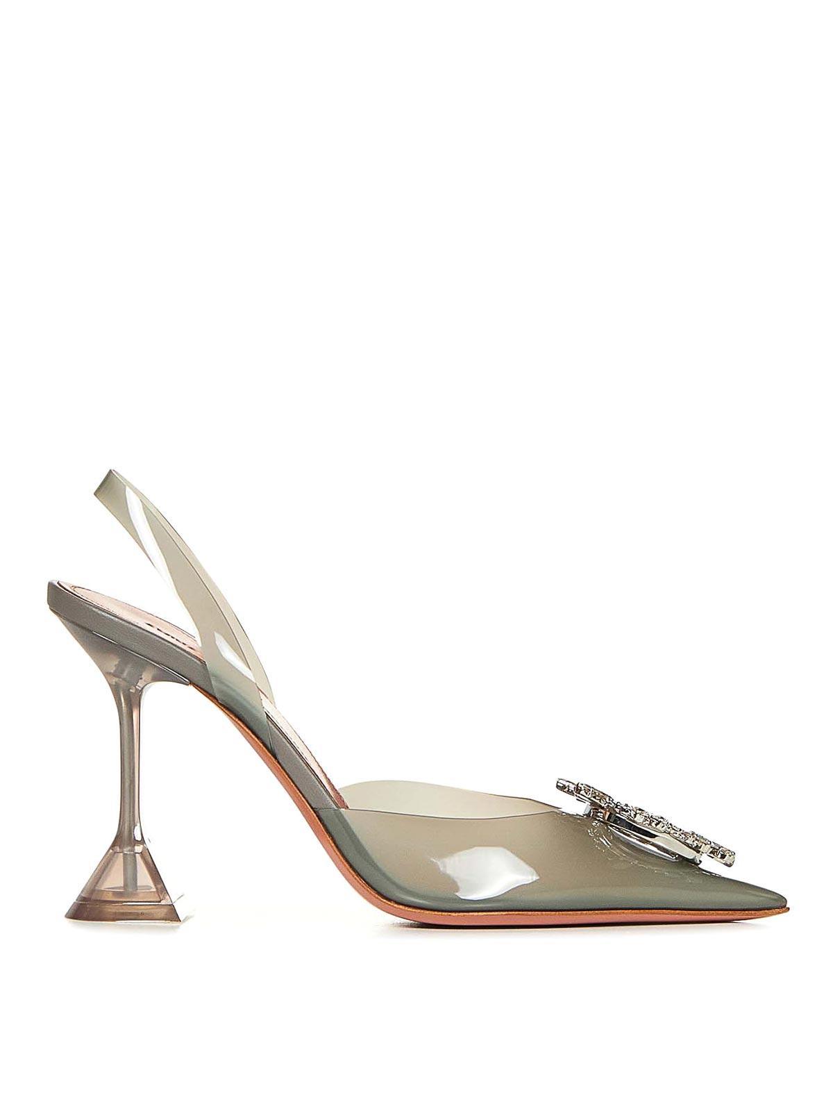 AMINA MUADDI 95mm Begum Glass Pvc Slingbacks In Grey Product Image