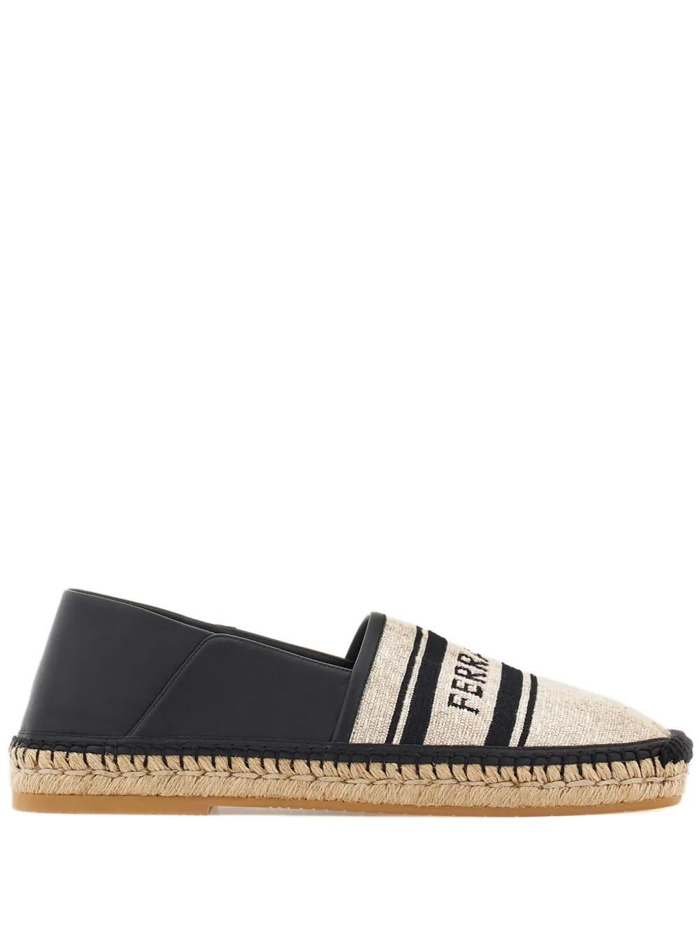 FERRAGAMO Man Jacquard Espadrilles In Beige/black Product Image