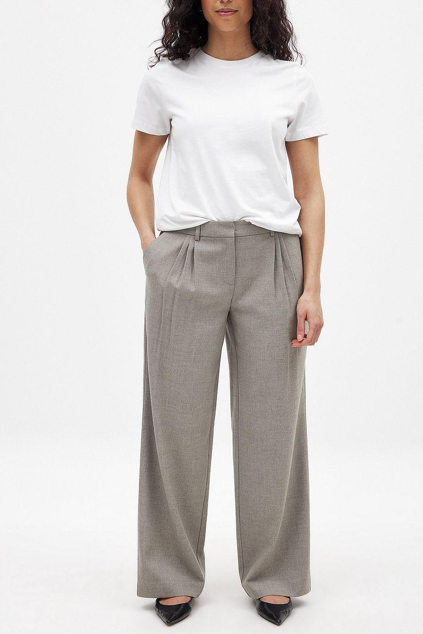 Wide Mid Waist Suit Pants Product Image
