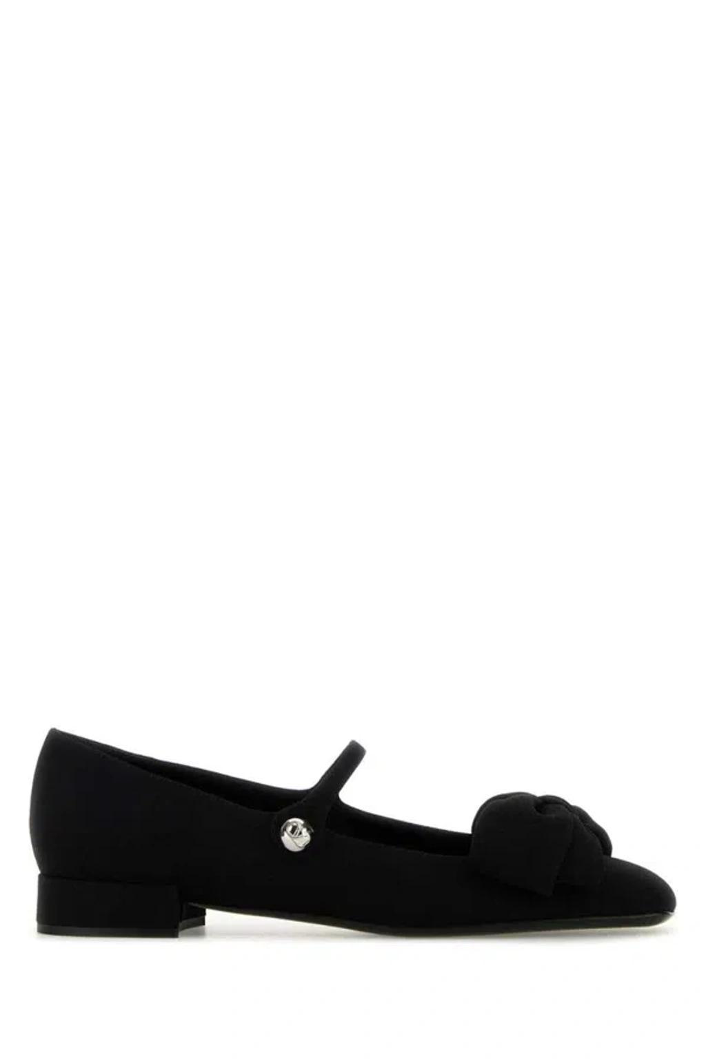 Garavani Bowjane Mary-jane Ballerina In Crepe Fabric 20mm Woman Black 39.5 Product Image