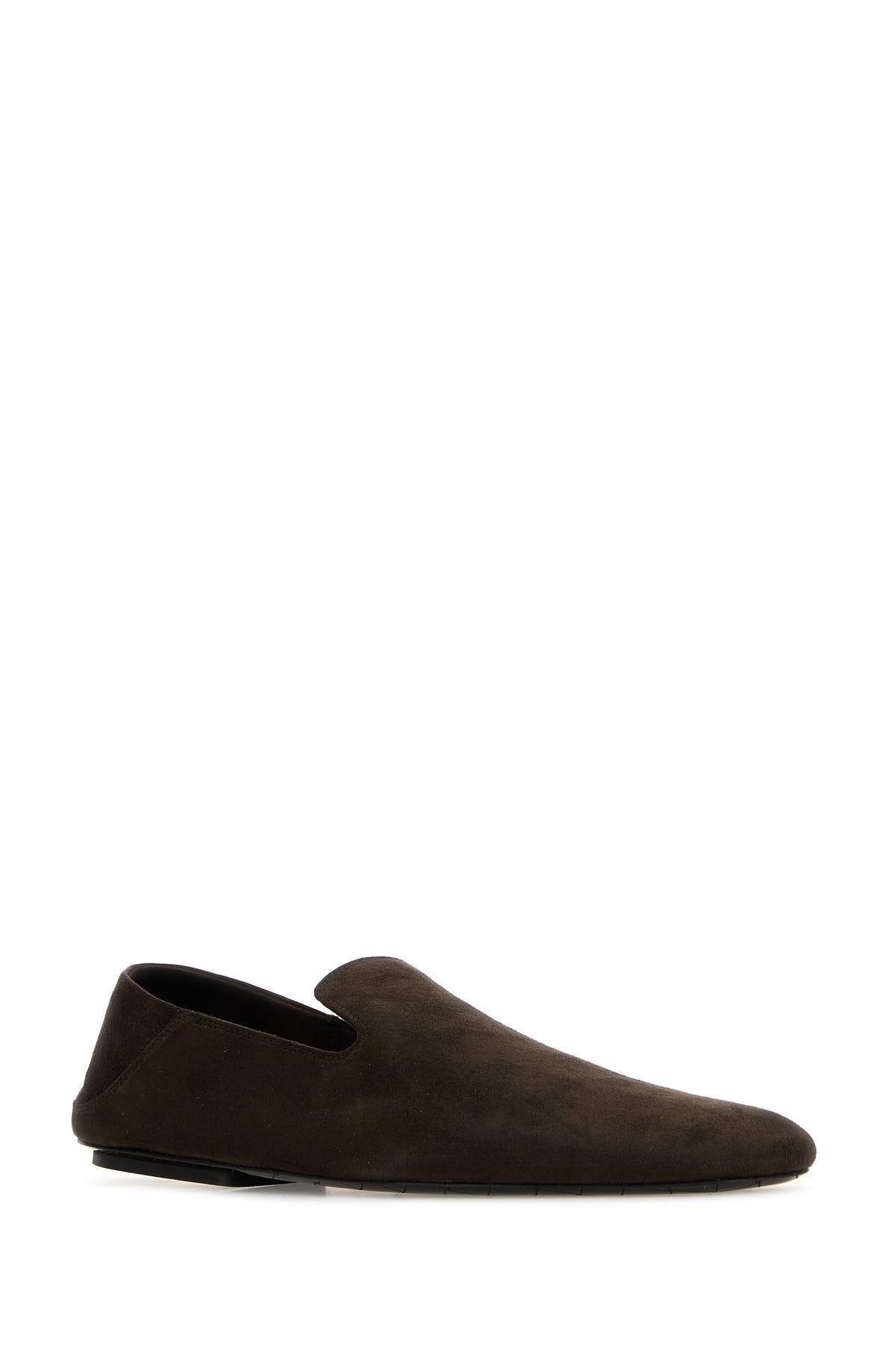 Dark Brown Suede Slip Loafers Product Image