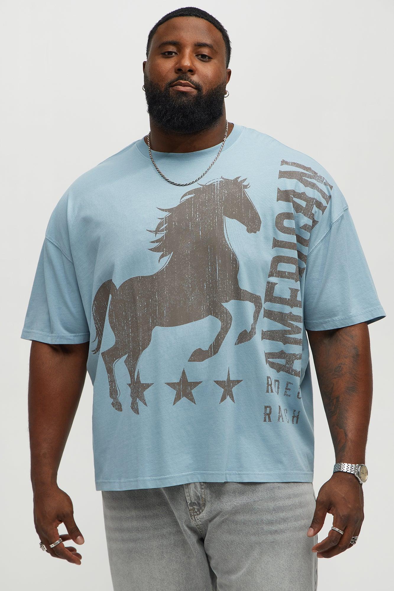 American Rodeo Ranch Oversized Short Sleeve Tee - Light Blue Male Product Image