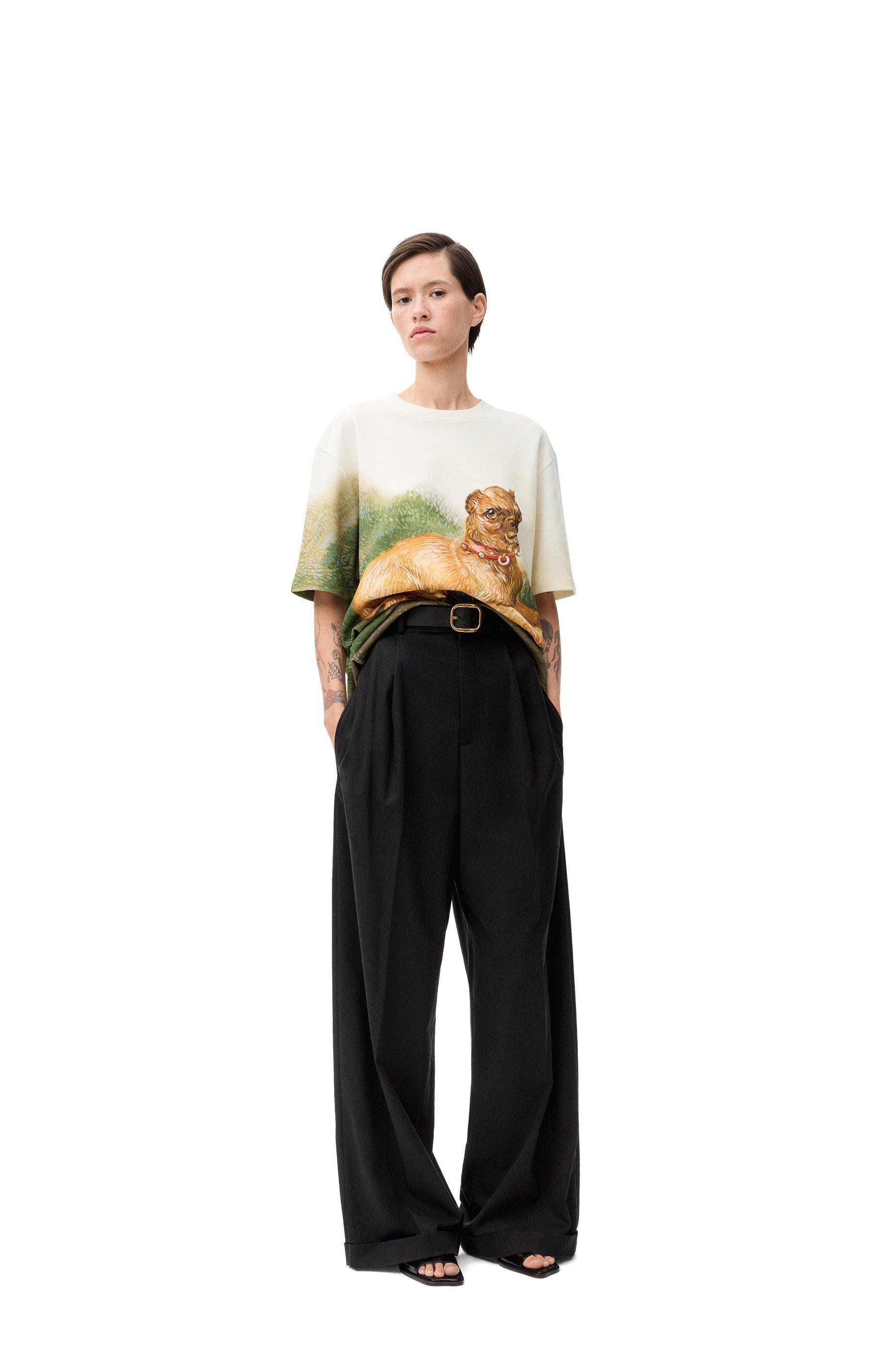 Pleated trousers in cotton and silk Product Image