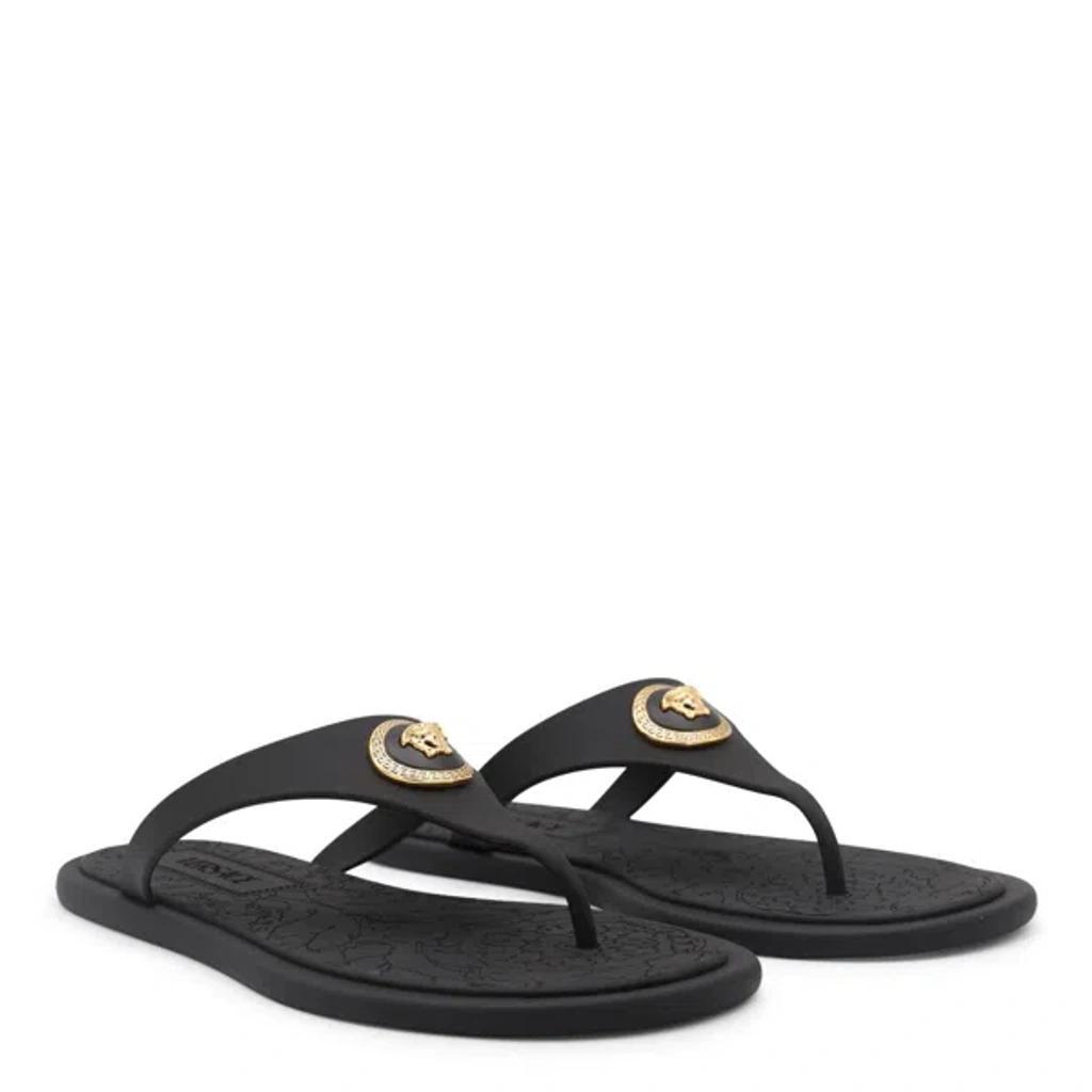 Black Alia Flat Rubber Sandals Product Image