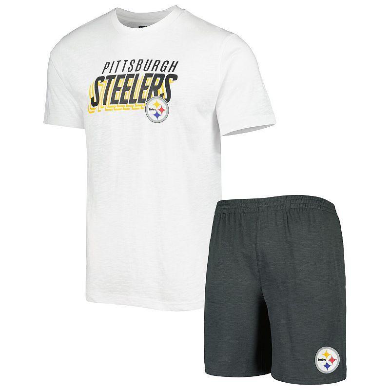 Mens Concepts Sport Charcoal Pittsburgh Steelers Downfield T-shirt Shorts Sleep Set - Charcoal Product Image