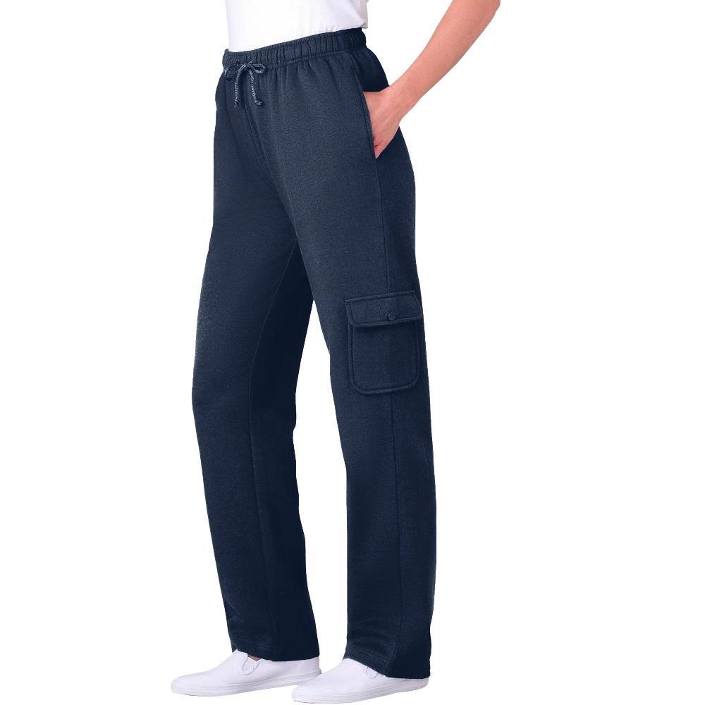 Woman Within Women's Plus Size Petite Better Fleece Cargo Sweatpant - 4X, Navy Product Image